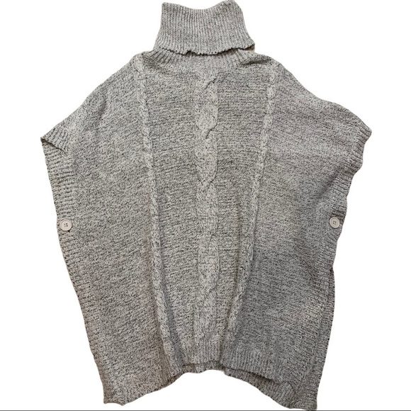 Jack by BB Dakota Keandre Oversized Cotton Turtleneck Poncho Sweater XS - Picture 3 of 12